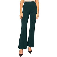 Leriya Fashion Women's Yoga Dress Pants Stretchy Work Slacks Business Casual Office Straight Leg/Bootcut Elastic Waist With 2 Pockets Regular Fit Trouser (Large, Green)