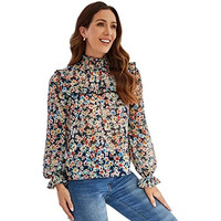 Leriya Fashion Women's Casual Top Shirts Print T-Shirts Basic Summer Women Tops (Multi-Blue_Large) (Small, Multi)