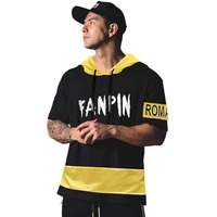 Eyebogler Men's Trendy Half Sleeves Hooded Neck Printed T-Shirt Yellow