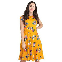 Lookmark Women's Knee Length Dress (Sd101-Mustard-S)