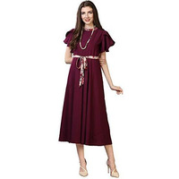 Oomph! Women's Western & Fusion Wear Midi Dresses For Women, Beach, Purple - Md69