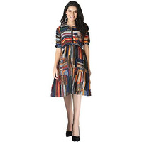 Leriya Fashion One Piece Dress For Women| Midi Dress For Women| Birthday Dress For Women (Large, Multi) Multicolour