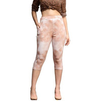 Om Sai Latest Creation Women's Tie-Dye Calf Length Capri Cropped Leggings Cotton Lycra Fabric Slim Fit 3/4Th | Pants (Grey_L) (Small, Grey)