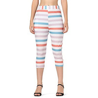 Leriya Fashion Women's Calf Length Capri Cropped Leggings Cotton Lycra Fabric Slim Fit 3/4Th | Pants (Small, White)