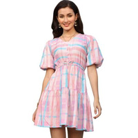 Om Sai Latest Creation Western Dresses For Women |A-Line Knee-Length Dress | Indo Western Dress For Women| Short Dress (Medium, Pink)