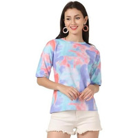 Dhruvi Trendz Women's Rayon Casual Regular Top (Dt-W1554) Sky Blue-Purple M