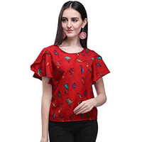 Oomph! Womens Crepe Tunic Top (Mt195M_Crimson Red Medium)