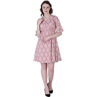 Dhruvi Trendz Womens Rayon Women Western Dresses Regular Fit Dt-Wd1067 (Dt-Wd1068_Peach_L)