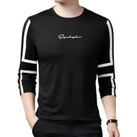 Eyebogler Mens Round Neck Full Sleeves Regular Fit Printed T-Shirt Black White
