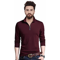Eyebogler Men's Trendy Polo Neck Full Sleeves Solid T-Shirt