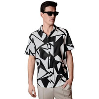 Leriya Fashion Shirt For Men || Rayon Abstract Printed Men's Shirt || Short Sleeves Hawaiian Beach Shirt || Perfect For Camp || Summer Wear Shirt For Boys || Gift For Men (Small, Black) Lf-Ms-6073