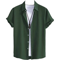 Dhruvi Trendz Men's Regular Fit Rayon Casual Shirt (Dt-Ms-6085-Xxl_Dark Green)