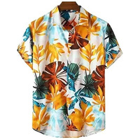Om Sai Latest Creation Shirt For Men || Rayon Shirts For Men || Tropical Leaf Printed Short Sleeve & Spread Collar Shirts For Boy || Casual, Beach Wear, Festive Shirt For Men. (Xx-Large, Orange)