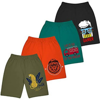 Kyda Kids Boys Cotton Printed Regular Fit Shorts -Multicolor (Pack Of 4) (4 Years - 5 Years, Combo 2)