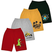 Kyda Kids Boys Cotton Printed Regular Fit Shorts -Multicolor (Pack Of 4) (6 Years - 7 Years, Combo 3)