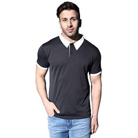 Leriya Fashion Men's T-Shirt | Cotton & Polyester Solid Varsity Inspired Regular Fit T-Shirt For Boys | Polo-Collar Neck | Perfect For Casual | Office | Outing Wear Gift For Men (Large, Black)