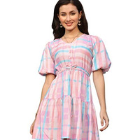 Om Sai Latest Creation Women Rayon Casual Wear Western Maxi Dress Gown For Girl/Women/Ladies (X-Large, Pink)