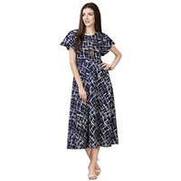 Oomph! Women's Western & Fusion Wear Midi Dresses For Women, Beach, Blue - Md62