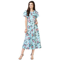 Oomph! Women's Western & Fusion Wear Midi Dresses For Women, Beach, Blue - Md57