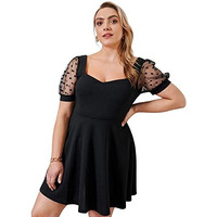 Om Sai Latest Creation Womens Lycra Women Western Dresses Regular Fit Fit And Flare (Oslc-Wd1118_Black_L)