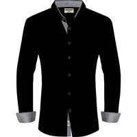 Lookmark Men's Cotton Blend Stitched Solid Full Sleeve Shirt(Shirt 01-S) Black