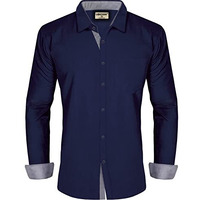 Lookmark Men's Cotton Blend Stitched Solid Full Sleeve Shirt(Shirt 04-Xxl) Blue