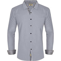 Lookmark Men's Cotton Blend Stitched Solid Full Sleeve Shirt(Shirt 03-Xxl) Grey