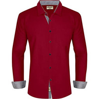 Lookmark Men's Cotton Blend Stitched Solid Full Sleeve Shirt(Shirt 06-Xxl) Red