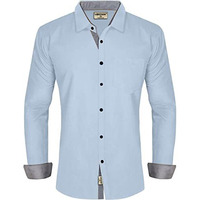 Lookmark Men's Cotton Blend Stitched Solid Full Sleeve Shirt(Shirt 07-M) Sky Blue