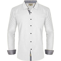 Lookmark Men's Cotton Blend Stitched Solid Full Sleeve Shirt(Shirt 05-Xxl) White