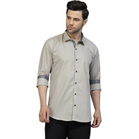 Lookmark Men's Cotton Blend Stitched Solid Full Sleeve Shirt(New-Shirt 03-S) Grey