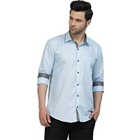 Lookmark Men's Cotton Blend Stitched Solid Full Sleeve Shirt(New-Shirt 07-Xl) Sky Blue