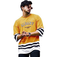 Eyebogler Oversized Loose Baggy Fit Drop Shooulder Half Sleeves Cotton Blend Printed T-Shirt For Men