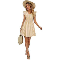 Dhruvi Trendz Womens Rayon Women Western Dresses Regular Fit Dress (Dt-Wd1117_Yellow_S)