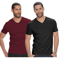 Adro Men's V Neck Combo Plain Cotton T-Shirts_Vcm2-Pln-Bl-Mr-S Black, Maroon