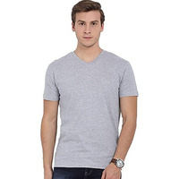 Adro Men's V Neck Solid Cotton T-Shirt (Vn-M-Pln-Gr_Grey_M)