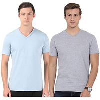 Adro Men's V Neck Combo Plain Cotton T-Shirts_Vcm2-Pln-Gr-Sk-Xl