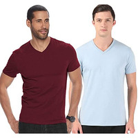 Adro Men's V Neck Combo Plain Cotton T-Shirts_Vcm2-Pln-Mr-Sk-S