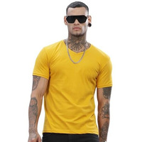 Adro Men's V Neck Solid Cotton T-Shirt (Vn-M-Pln-Mu_Mustard_Xl)