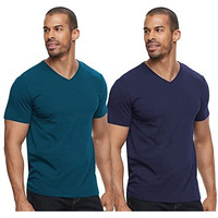 Adro Men's V Neck Combo Plain Cotton T-Shirts_Vcm2-Pln-Nb-Sb-L