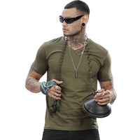 Adro Men's V Neck Solid Cotton T-Shirt (Vn-M-Pln-Ol_Olive_M)
