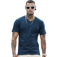 Adro Men's V Neck Solid Cotton T-Shirt (Vn-M-Pln-Sb_Teal_S)