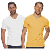 Adro Men's V Neck Combo Plain Cotton T-Shirts_Vcm2-Pln-Wh-Mu-M
