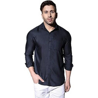 Dhruvi Trendz Mens Cotton Blend Men's Casual Shirt Regular Fit Western (Dt-Ms-6022_Black_Xl)