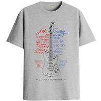 Adro Guitar Design Printed T-Shirt For Men - 100% Cotton, Regular Fit, Soft Breathable Fabric | Rn23-M-Gtr-Gr-Xl Grey