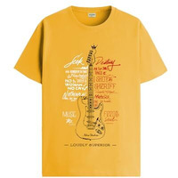 Adro Guitar Design Printed T-Shirt For Men - 100% Cotton, Regular Fit, Soft Breathable Fabric | Rn23-M-Gtr-Mu-Xl Mustard