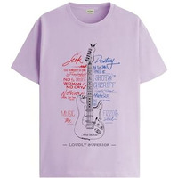 Adro Guitar Design Printed T-Shirt For Men - 100% Cotton, Regular Fit, Soft Breathable Fabric | Rn23-M-Gtr-Pu-Xl Purple