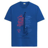 Adro Guitar Design Printed T-Shirt For Men - 100% Cotton, Regular Fit, Soft Breathable Fabric | Rn23-M-Gtr-Rb-M Royal Blue
