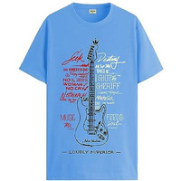 Adro Guitar Design Printed T-Shirt For Men - 100% Cotton, Regular Fit, Soft Breathable Fabric. (Rn23-M-Gtr-Sk_Skyblue_2Xl)