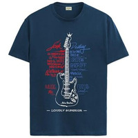 Adro Guitar Design Printed T-Shirt For Men - 100% Cotton, Regular Fit, Soft Breathable Fabric | Rn23-M-Gtr-Sb-S Teal